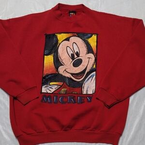 Mickey Mouse Vintage Made In USA Red Crewneck Sweatshirt Unisex Size XL